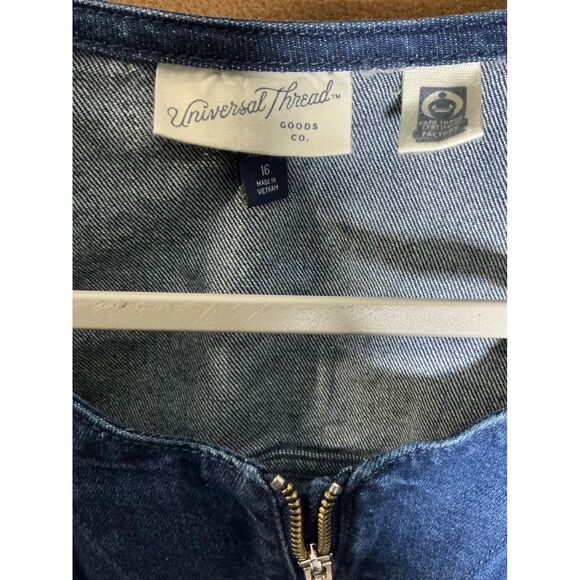 Universal Thread Denim Jumpsuit Sleeveless Full Zip Dark Wash Women's Size 16 - Picture 4 of 12